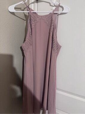 AND Dusty Mauve Lace-Trim Mini Dress